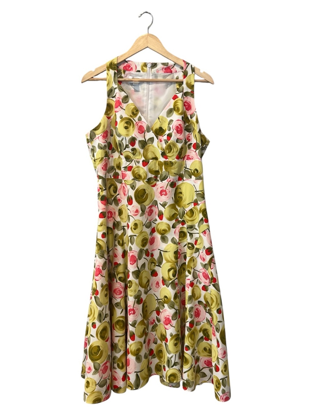 Talbots Floral Fit & Flare Dress Sleeveless V-Neck Midi Size 14